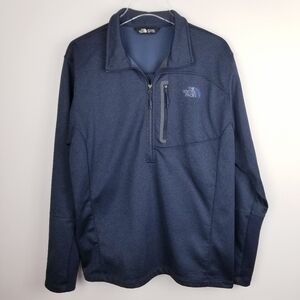 The North Face Heather Navy Blue & Black Fleece-Lined 1/2 Zip Pullover
